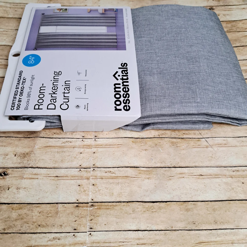 Room Essentials Light Gray Room-Darkening Curtain Drape